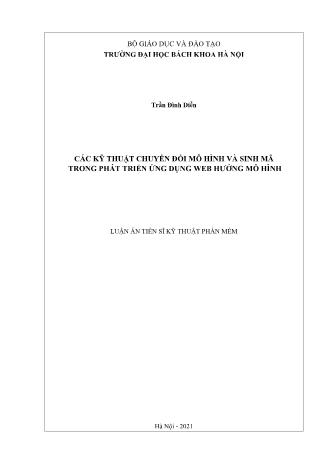 Luận án Các kỹ thuật chuyển đổi mô hình và sinh mã trong phát triển ứng dụng web hướng mô hình