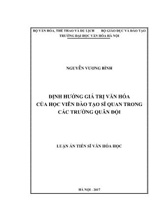 Luận án Định hướng giá trị văn hóa của học viên đào tạo sĩ quan trong các trường quân đội