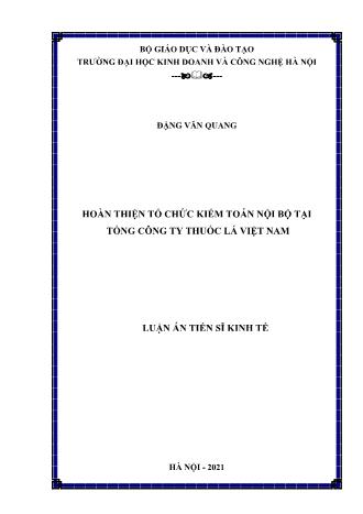 Luận án Hoàn thiện tổ chức kiểm toán nội bộ tại tổng công ty thuốc lá Việt Nam