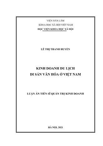 Luận án Kinh doanh du lịch di sản văn hóa ở Việt Nam