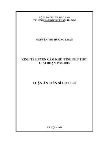 Luận án Kinh tế huyện Cẩm Khê (tỉnh Phú Thọ) giai đoạn 1995-2015