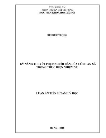 Luận án Kỹ năng thuyết phục người dân của công an xã trong thực hiện nhiệm vụ