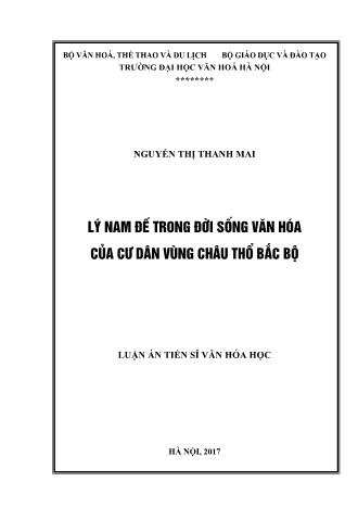 Luận án Lý Nam Đế trong đời sống văn hóa của cư dân vùng châu thổ Bắc Bộ