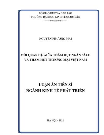 Luận án Mối quan hệ giữa thâm hụt ngân sách và thâm hụt thương mại Việt Nam