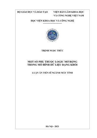 Luận án Một số phụ thuộc logic mở rộng trong mô hình dữ liệu dạng khối