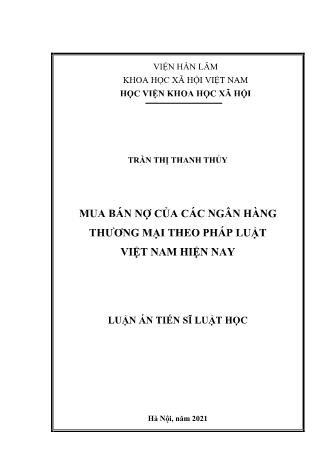 Luận án Mua bán nợ của các ngân hàng thương mại theo pháp luật Việt Nam hiện nay