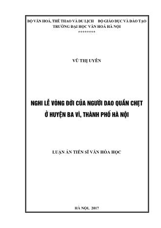 Luận án Nghi lễ vòng đời của người Dao Quần Chẹt ở huyện Ba Vì, Thành phố Hà Nội