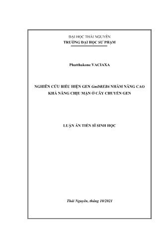 Luận án Nghiên cứu biểu hiện gen GmDREB6 nhằm nâng cao khả năng chịu mặn ở cây chuyển gen