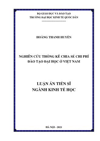 Luận án Nghiên cứu thống kê chia sẻ chi phí đào tạo đại học ở Việt Nam