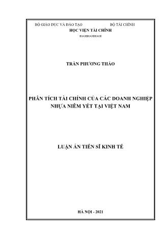 Luận án Phân tích tài chính của các doanh nghiệp nhựa niêm yết tại Việt Nam