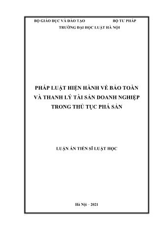 Luận án Pháp luật hiện hành về bảo toàn và thanh lý tài sản doanh nghiệp trong thủ tục phá sản