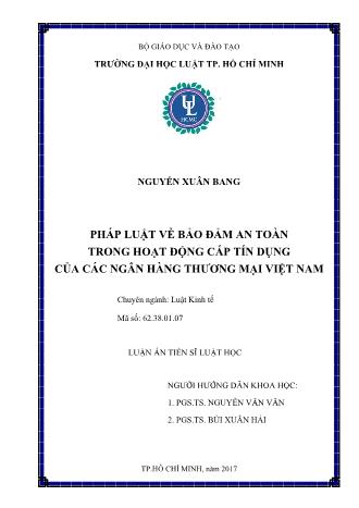 Luận án Pháp luật về bảo đảm an toàn trong hoạt động cấp tín dụng của các ngân hàng thương mại Việt Nam