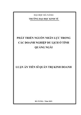 Luận án Phát triển nguồn nhân lực trong các doanh nghiệp du lịch ở tỉnh Quảng Ngãi