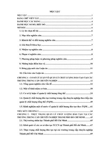 Luận án Quản lý chất lượng đào tạo tại các trường trung cấp chuyên nghiệp Thành phố Hồ Chí Minh