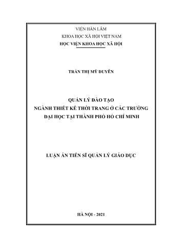 Luận án Quản lý đào tạo ngành thiết kế thời trang ở các trường đại học tại Thành phố Hồ Chí Minh