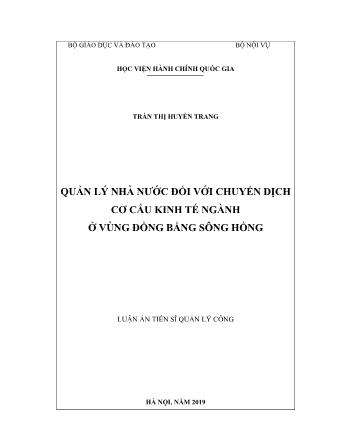 Luận án Quản lý nhà nước đối với chuyển dịch cơ cấu kinh tế ngành ở vùng đồng bằng sông Hồng