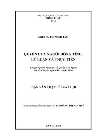 Luận án Quyền của người đồng tính: Lý luận và thực tiễn