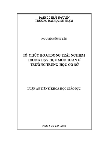 Luận án Tổ chức hoạt động trải nghiệm trong dạy học môn toán ở trường Trung học cơ sở