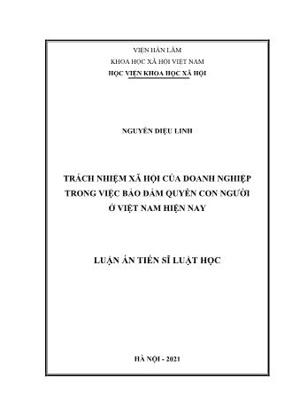 Luận án Trách nhiệm xã hội của doanh nghiệp trong việc bảo đảm quyền con người ở Việt Nam hiện nay