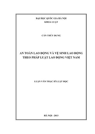 Luận văn An toàn lao động và vệ sinh lao động theo pháp luật lao động Việt Nam