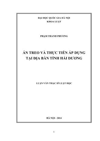 Luận văn Án treo và thực tiễn áp dụng tại địa bàn tỉnh Hải Dương