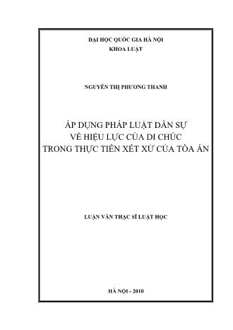 Luận văn Áp dụng pháp luật dân sự về hiệu lực của di chúc trong thực tiễn xét xử của tòa án