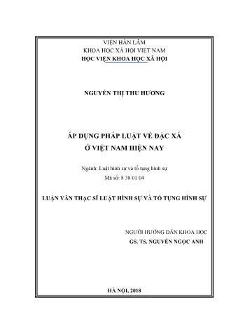 Luận văn Áp dụng pháp luật về đặc xá ở Việt Nam hiện nay
