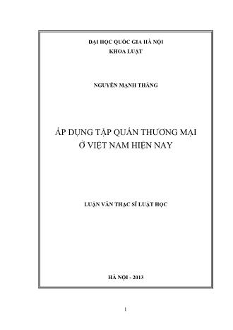 Luận văn Áp dụng tập quán thương mại ở Việt Nam hiện nay