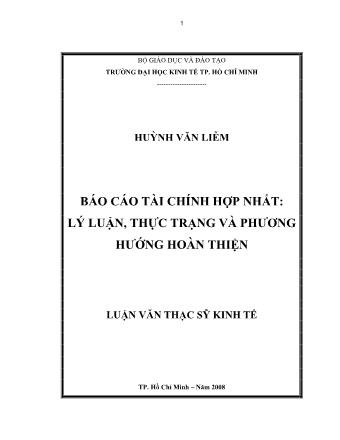 Luận văn Báo cáo tài chính hợp nhất: Lý luận, thực trạng và phương hướng hoàn thiện