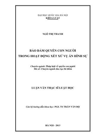 Luận văn Bảo đảm quyền con người trong hoạt động xét xử vụ án hình sự