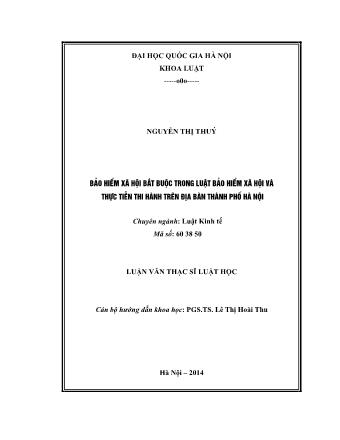 Luận văn Bảo hiểm xã hội bắt buộc trong luật bảo hiểm xã hội và thực tiễn thi hành trên địa bàn Thành phố Hà Nội
