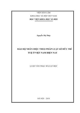 Luận văn Bảo hộ nhãn hiệu theo pháp luật sở hữu trí tuệ ở Việt Nam hiện nay