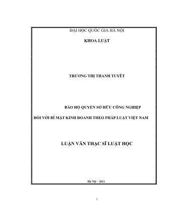 Luận văn Bảo hộ quyền sở hữu công nghiệp đối với bí mật kinh doanh theo pháp luật Việt Nam