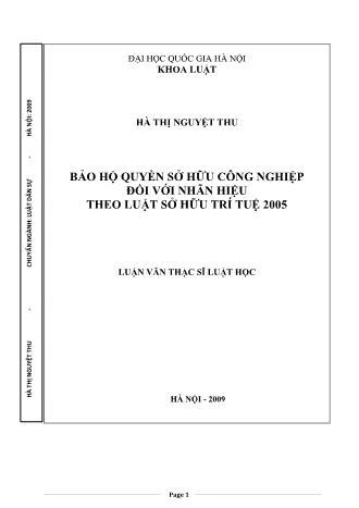 Luận văn Bảo hộ quyền sở hữu công nghiệp đối với nhãn hiệu theo luật sở hữu trí tuệ 2005
