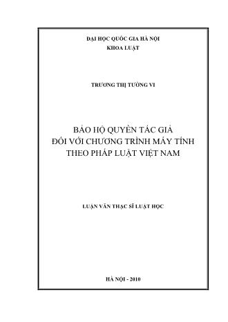 Luận văn Bảo hộ quyền tác giả đối với chương trình máy tính theo pháp luật Việt Nam