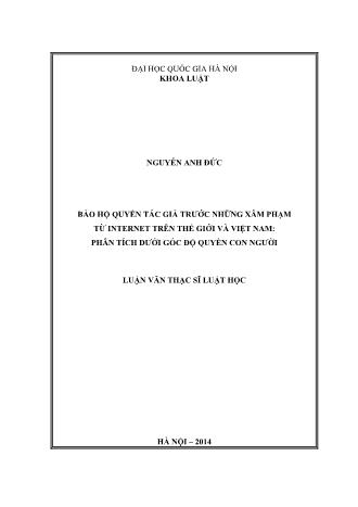 Luận văn Bảo hộ quyền tác giả trước những xâm phạm từ Internet trên thế giới và Việt Nam: Phân tích dưới góc độ quyền con người