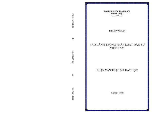 Luận văn Bảo lãnh trong pháp luật dân sự Việt Nam