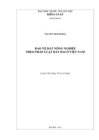 Luận văn Bảo vệ đất nông nghiệp theo pháp luật đất đai ở Việt Nam