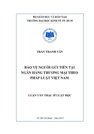 Luận văn Bảo vệ người gửi tiền tại ngân hàng thương mại theo pháp luật Việt Nam