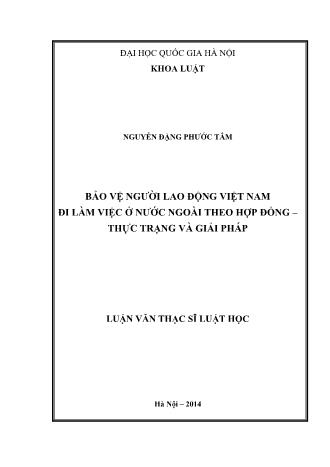 Luận văn Bảo vệ người lao động Việt Nam đi làm việc ở nước ngoài theo hợp đồng – thực trạng và giải pháp