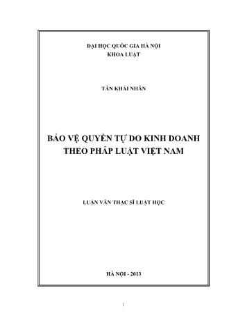 Luận văn Bảo vệ quyền tự do kinh doanh theo pháp luật Việt Nam