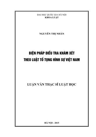 Luận văn Biện pháp điều tra khám xét theo luật tố tụng hình sự Việt Nam