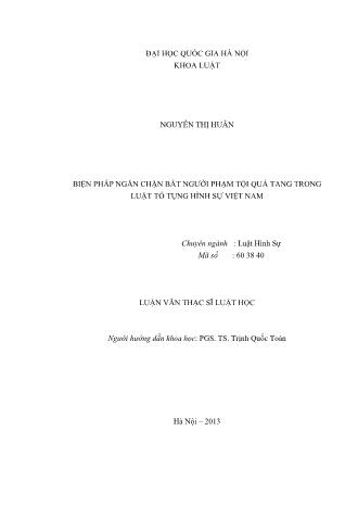 Luận văn Biện pháp ngăn chặn bắt người phạm tội quả tang trong luật tố tụng hình sự Việt Nam