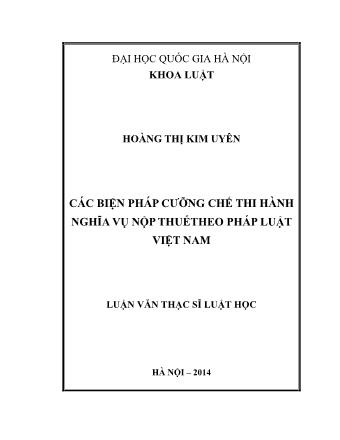 Luận văn Các biện pháp cưỡng chế thi hành nghĩa vụ nộp thuế theo pháp luật Việt Nam