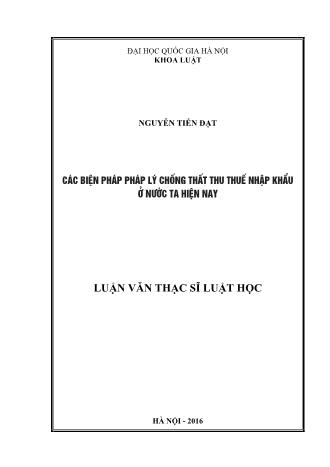 Luận văn Các biện pháp pháp lý chống thất thu thuế nhập khẩu ở nước ta hiện nay