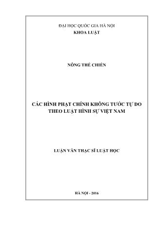 Luận văn Các hình phạt chính không tước tự do theo luật hình sự Việt Nam