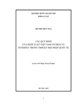 Luận văn Các quy định của pháp luật Việt Nam về dịch vụ Internet trong thời kỳ hội nhập quốc tế