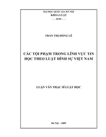 Luận văn Các tội phạm trong lĩnh vực tin học theo luật hình sự Việt Nam