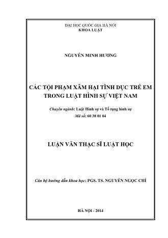 Luận văn Các tội phạm xâm hại tình dục trẻ em trong luật hình sự Việt Nam