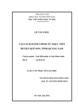 Luận văn Cải cách hành chính từ thực tiễn huyện Quế Sơn, tỉnh Quảng Nam